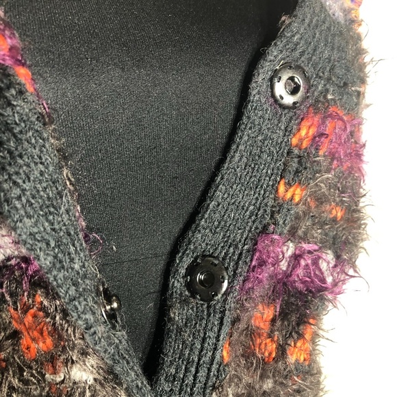 Handcrafted Patch Knitted Sweater Upcycled Fairy Elf Pointy Hood Multicolor sz M - Picture 6 of 14